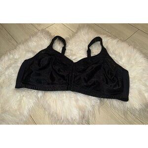 Comfort Choice Front Close Bra Unlined Lace Wire Free Womens 52D Black 27-0419-5